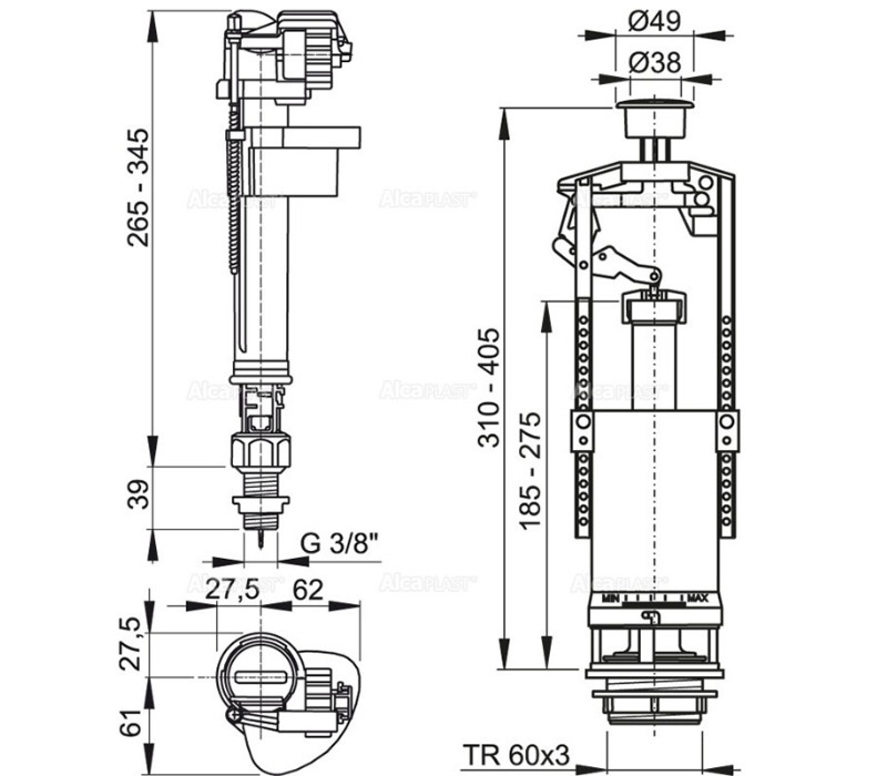 Conjunto mecanismo descarga  A2000SK 3